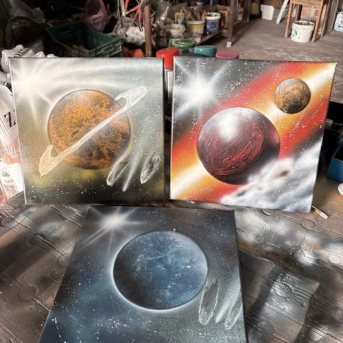 Aris Handmade Space Painting on Canvas New