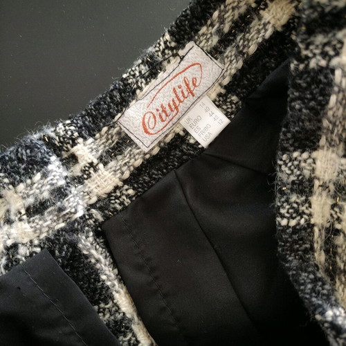 Vintage wool set with plaid skirt and knit tank top used