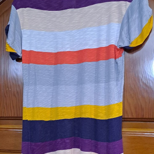 Zara Trafaluc multi-color striped viscose T-shirt, size M