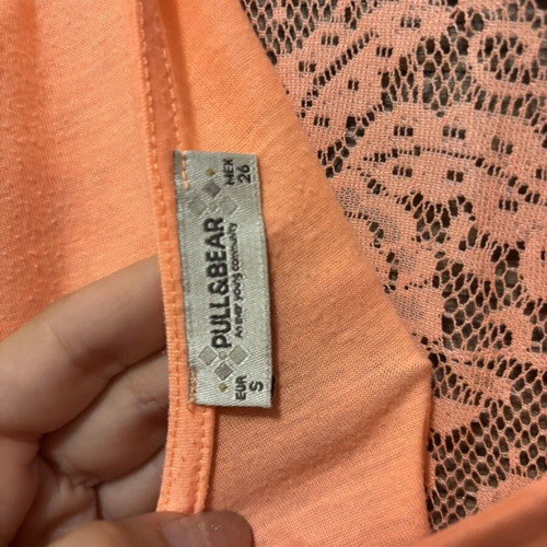 Pull & Bear blouse used, orange with lace front