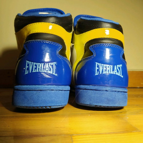 Everlast high-top boxing sneakers used, blue and yellow