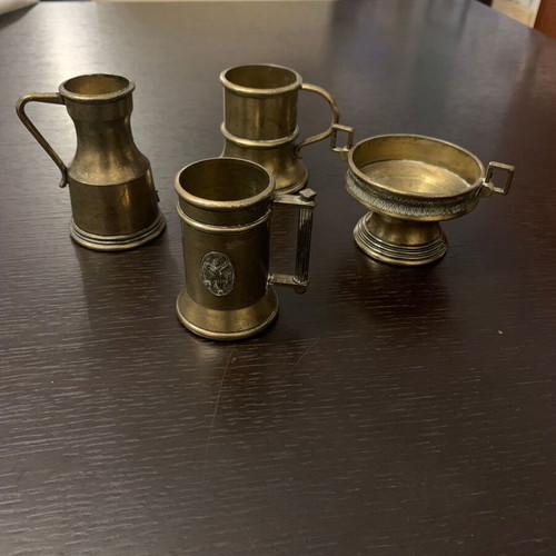 Miniature brass utensils used, collection of 4 pieces