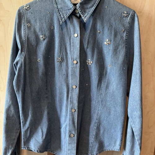 Denim shirt with rhinestones Aqua Jeans like new, size small
