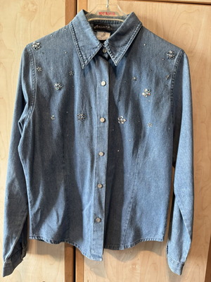 Denim shirt with rhinestones Aqua Jeans like new, size small
