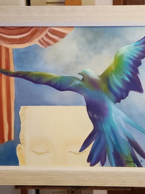 Mind game Λάδι σε καμβά 95cm x 75cm με κορνίζα, καινούργιο