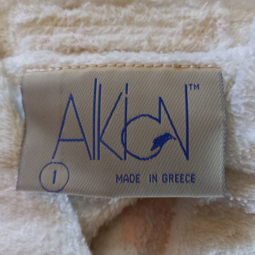 Alkion women's cotton bathrobe with belt and pockets, white