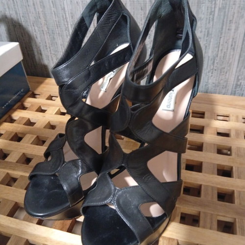 Kalogirou women's leather sandals black size 39 used, heel height 13 cm