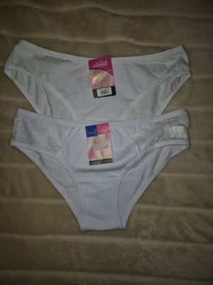 Set of two white regular panties new, size large