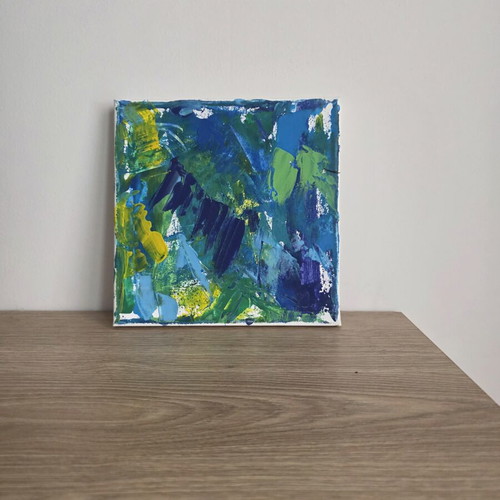 Original Abstract Painting "Ocean & Forest Motion" Acrylic on Canvas new