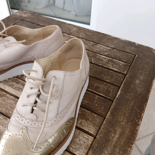 Nine West women's oxfords shoes beige - gold used, size 37