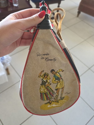 Vintage δερμάτινο παγούρι bota "Recuerdo de Tenerife" ισπανικό σουβενίρ