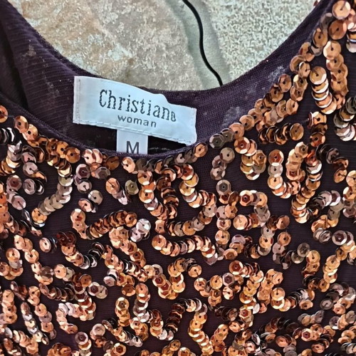 Evening top with sequins like new, brown and gold