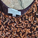 Evening top with sequins like new, brown and gold