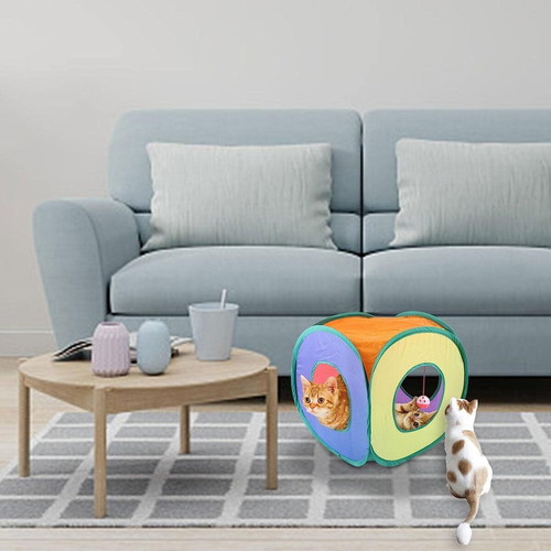 Cubefun cat play cube with 3 entrances and ball new