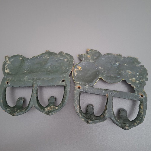 Italian Cast Iron Coat Hooks pack of 2 new with colorful design