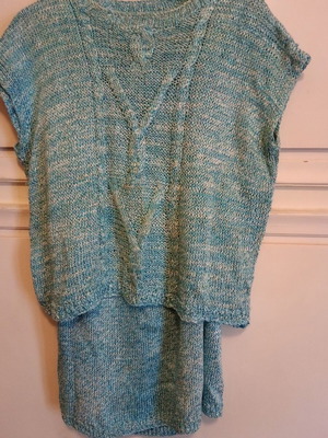 Women's handmade knitted set two pieces used, turquoise, size large