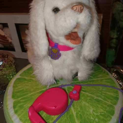 Interactive plush puppy with leash like new