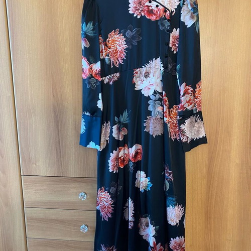 Zara mid-length dress new, black multicolor