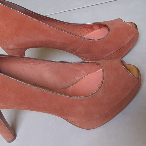 Γόβες Varese peep toe σαν καινούργιο, ταμπά-τερακότα suede