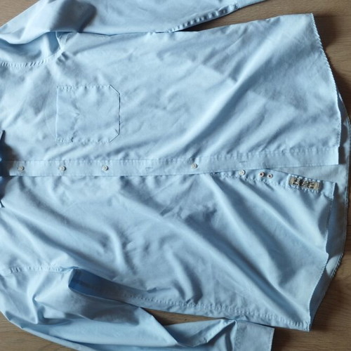 Christian Berg men's light blue non-iron dress shirt, L