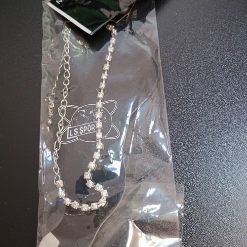 Silver anklet with rhinestones new