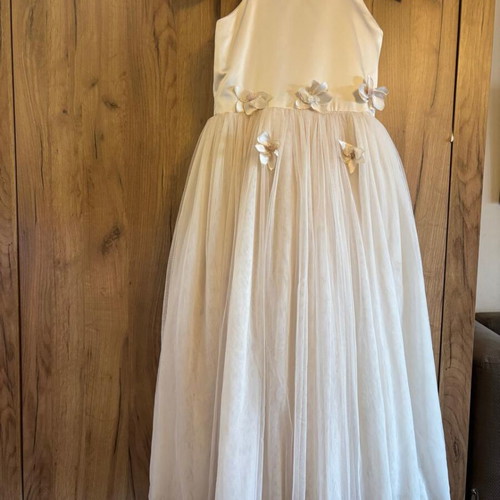 Handmade baptism dress with bow for girls, like new