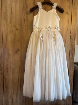 Handmade baptism dress with bow for girls, like new