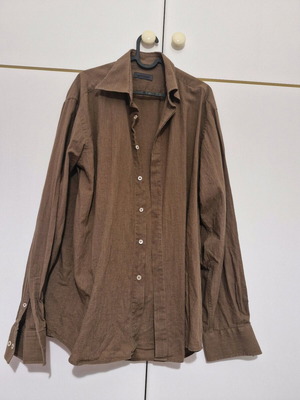 Artisti Italiani shirt brown size Large 100% linen like new