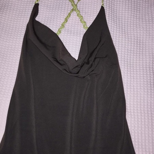 Dress asymmetrical with open back, like new, size M, brown
