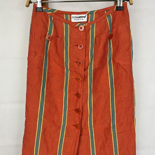 Vintage striped midi linen skirt like new, XS/S, made in Italy