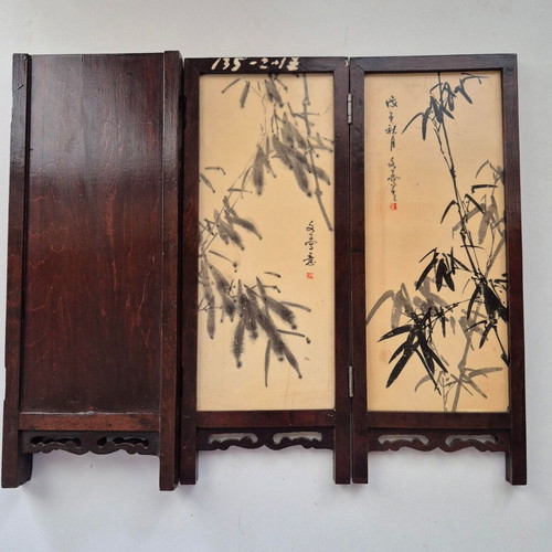 Mini tabletop wooden paravan decorative from Japan used