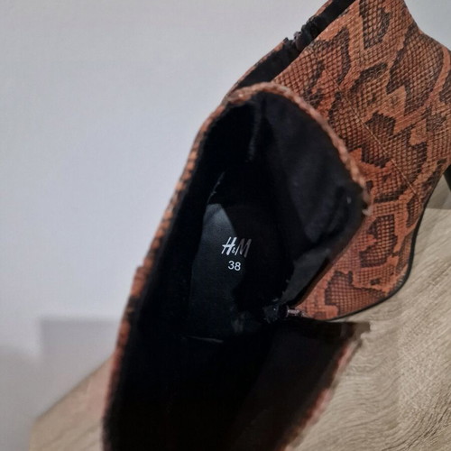 H&M ankle boots used with faux leather snake pattern, size 38