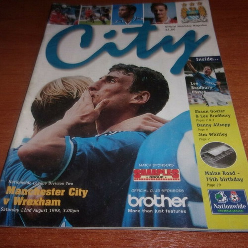 City Manchester City vs Wrexham 1998 magazine