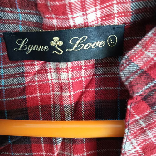 Lynne checked blouse dress size L like new, black and red
