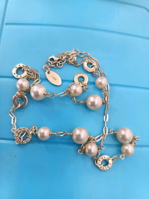 Folli Follie 925 silver necklace with 10 pearls like new