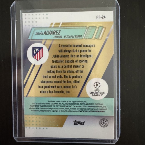 Julián Álvarez Prized Footballers PF-24 Topps Finest UEFA 2025-26 card