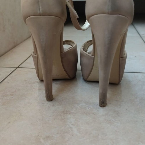 Women's high platform sandals size 36 used, beige