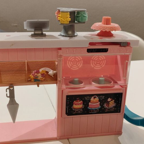 Barbie bakery playset used with two dolls