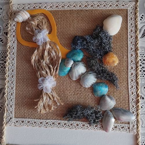 Mermaid wall art panel, handmade