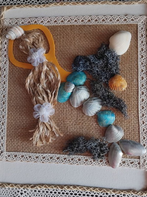 Mermaid wall art panel, handmade