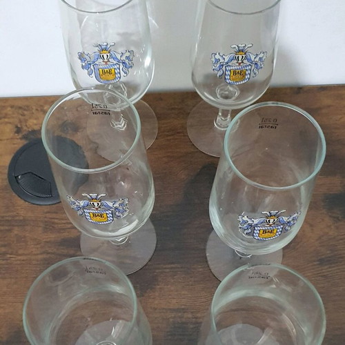 B&E Biere beer glass set of 6 new, German brewery