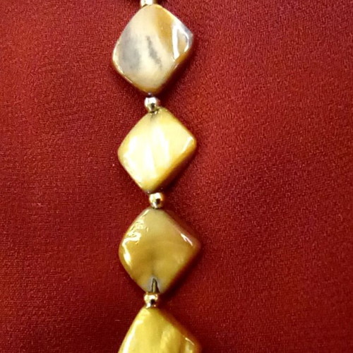 Necklace with Mother of Pearl and Brown Crystals like new, elegant handmade design
