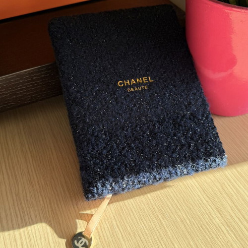 Chanel Beaute notebook with hardcover and CC logo bookmark