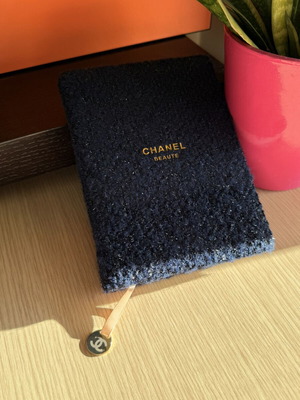 Chanel Beaute notebook with hardcover and CC logo bookmark
