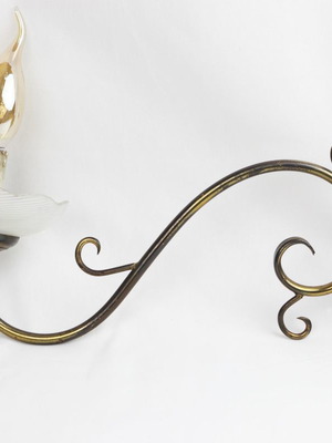 Wall light single lamp new, brass and glass 1950