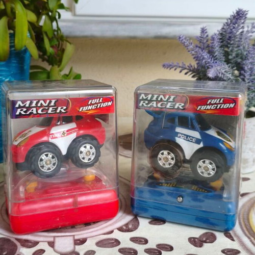 Electric toy cars with controllers, red and blue, sealed set of 2