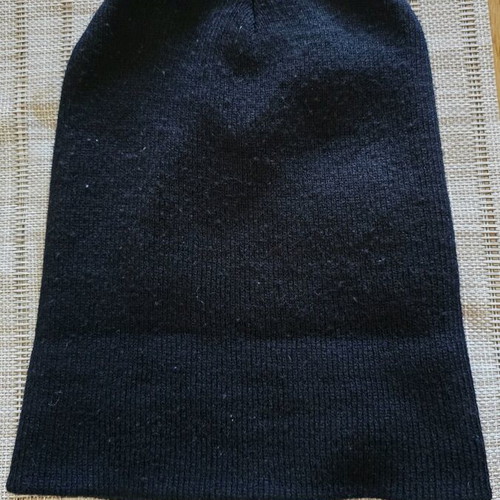 Knitted black beanie hat new, one size