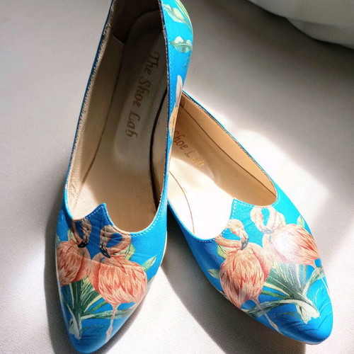 The Shoes Lab leather ballet flats size 38 like new, blue multicolor