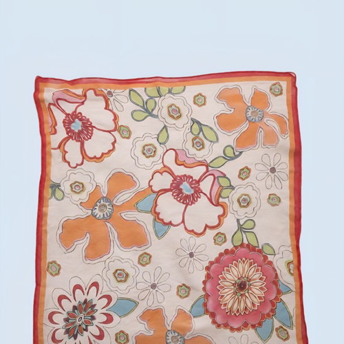 Bijou Brigitte multicolor scarf with floral motifs