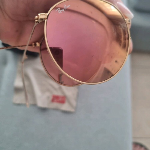 Ray Ban sunglasses used pink gold foldable with mirror